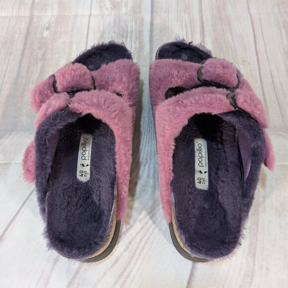 Papillio Purple Pink Faux Shearling Arizona Platform Sandals - Size 40 - Picture 3 of 8